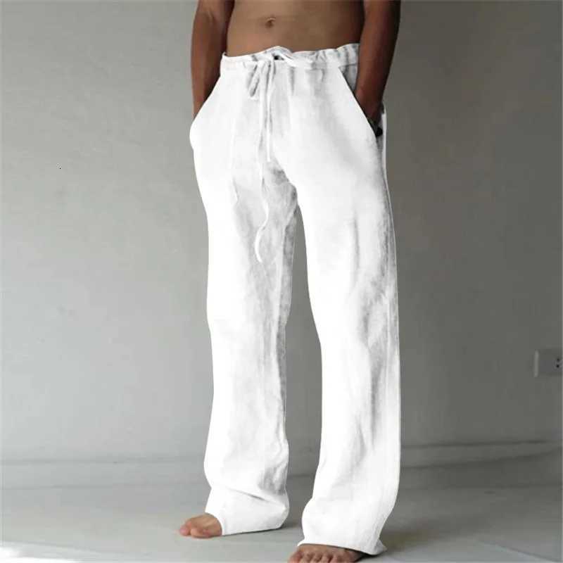 Fashion Mens Linen Wide Pants Korean Trousers Oversize Sports Streetwear Male Spring Yoga Pants Casual Men Clothing SweatpantsXJ250904