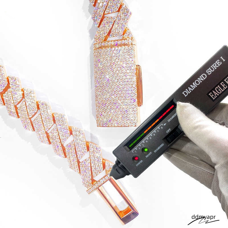 Bracelet Designer Jewelry Cuban K High Quality 3 Rows VVS Moissanite Dia Ddmyday Chain White Rose Gold Plated Hip-Hop Chains For Men Necklace Ddmyday