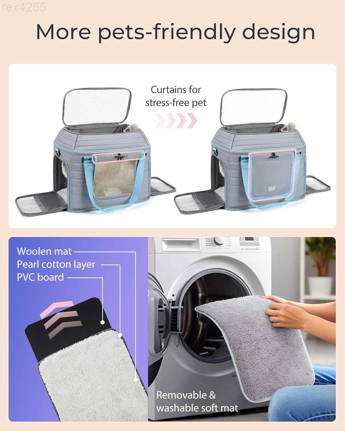 Pet Carrier NOBLE DUCK Airline Approved Pet Travel Bag for CatsDogs Up to 20 Lbs SoftSided MultiSided Breathable with AntiEscape Zipper Privacy CurtaW