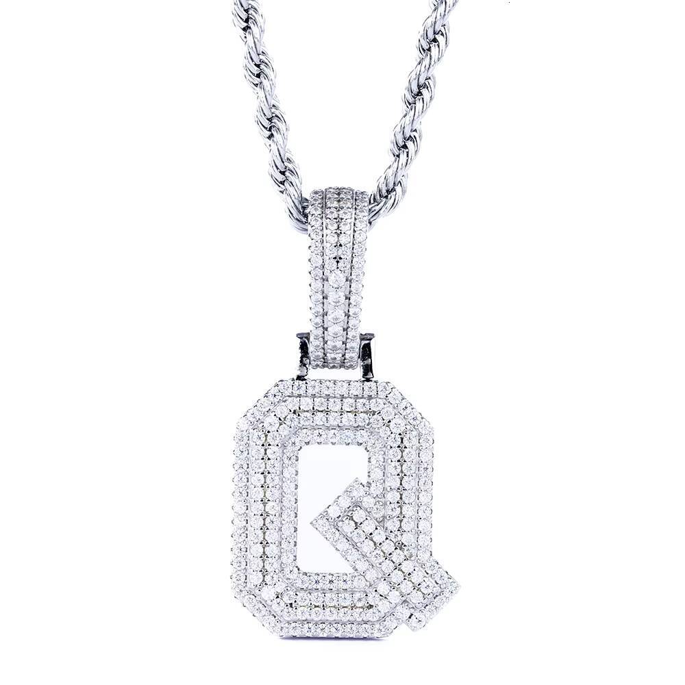 Pass Diamond Tester Men Women Sterling Silver Mossanite Hip Hop Jewelry Round Iced Out Moissanite Q Letter Pendant for Chain