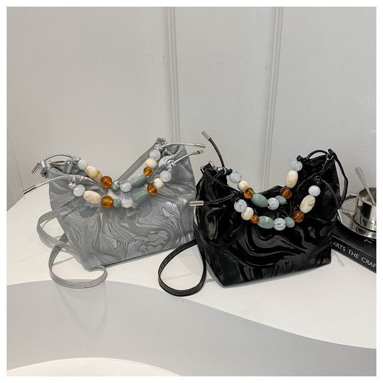 New Women s Crossbody Bag Handbag New Fashion Niche Solid Color Autumn New Designer Bag Bead Handheld Women s Shoulder Bag