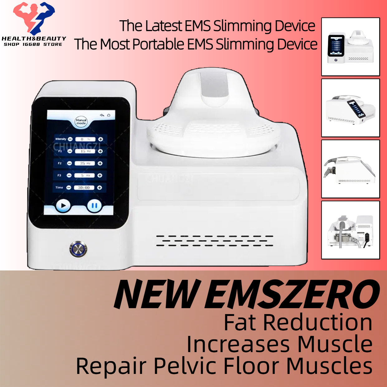 EMSzero Slimming Fat Loss Electro Magnetic Stimulation Body Sculpting and Muscle Building RF HIEMT Machine Non-inyasive EMS 1 Handles Machine Salon