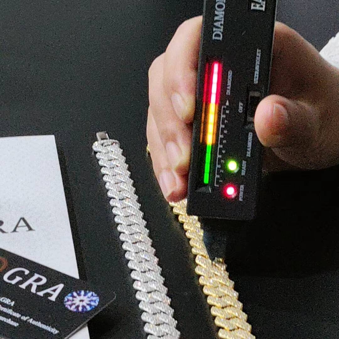 Moissanite 14 MM Miami Cuban Link Bracelet Unisex 925 Silver Jewellery Hip Hop Cuban Link Bracelet Moissanite Chain