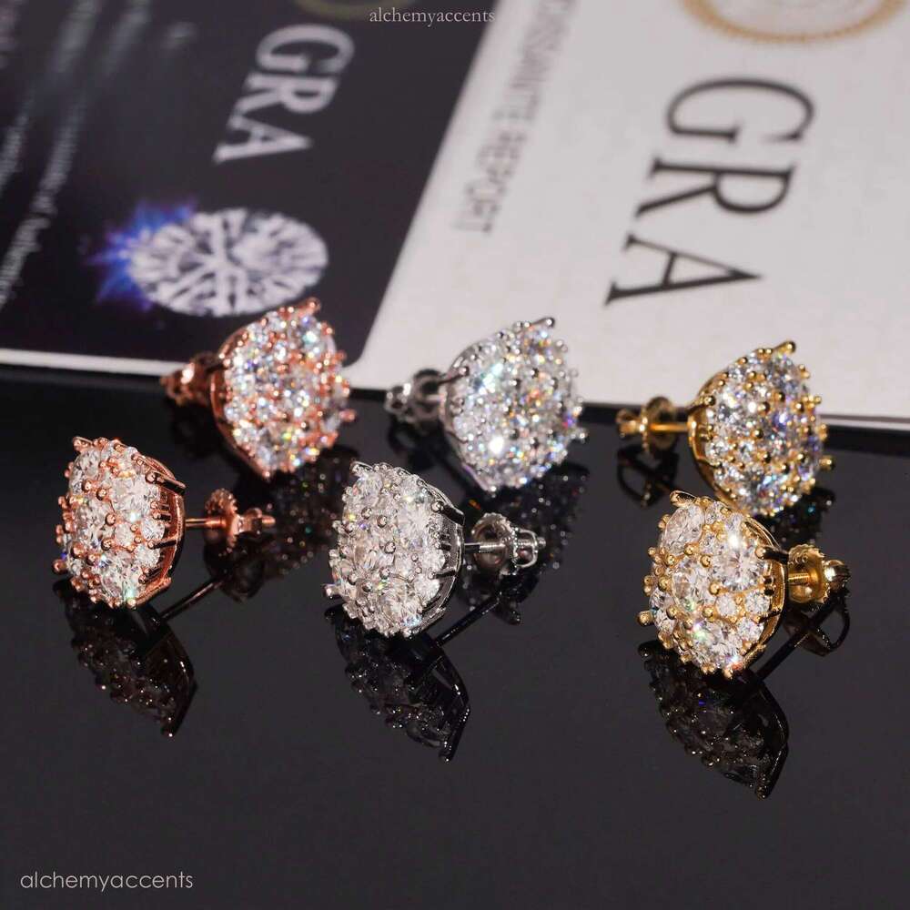12mm GRA Certificate Iced Out Fashion Earring Hip Hop Jewelry Sier Round VVS Moissanite Dia Stud Earrings