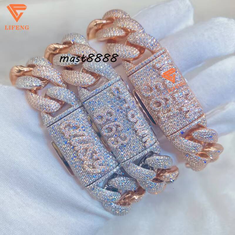 Bubble Miami 18mm 5Row Iced Moissanite Cuban Link Chain 925 Sterling Silver Custom Lock Bracelet Fashion Jewelry