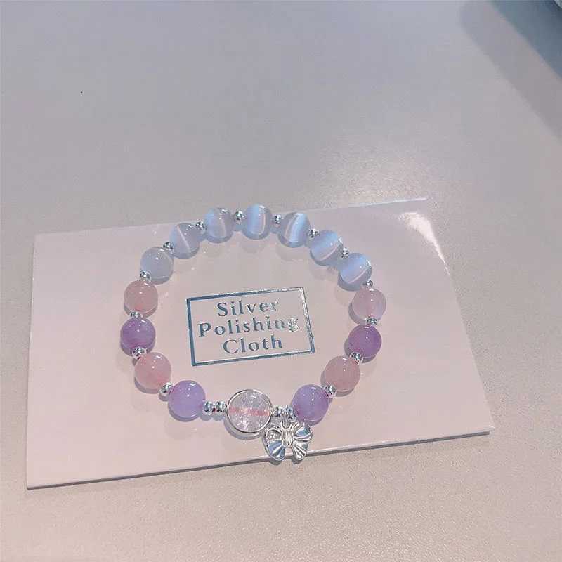 Fashion Niche Design Star Chain Tassel Bracelet for Women Fantasy Blue Crystal Beads Elastic Rope Bracelet Best Friend JewelryXJ250904