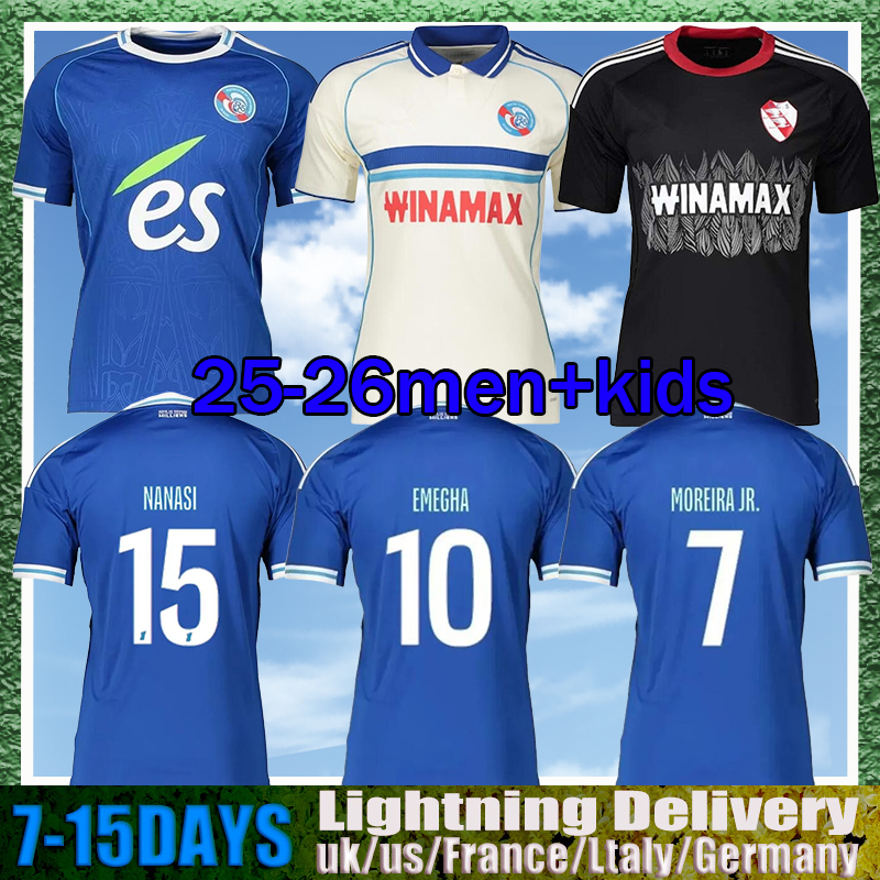 25 26 Maillot RC Strasbourg Alsace soccer jerseys SAHI DION maillot de foot EMEGHA 25 26 NANASI SYLLA shirts BAKWA DIARRA DOUKOURE Men Kids Kits uniform