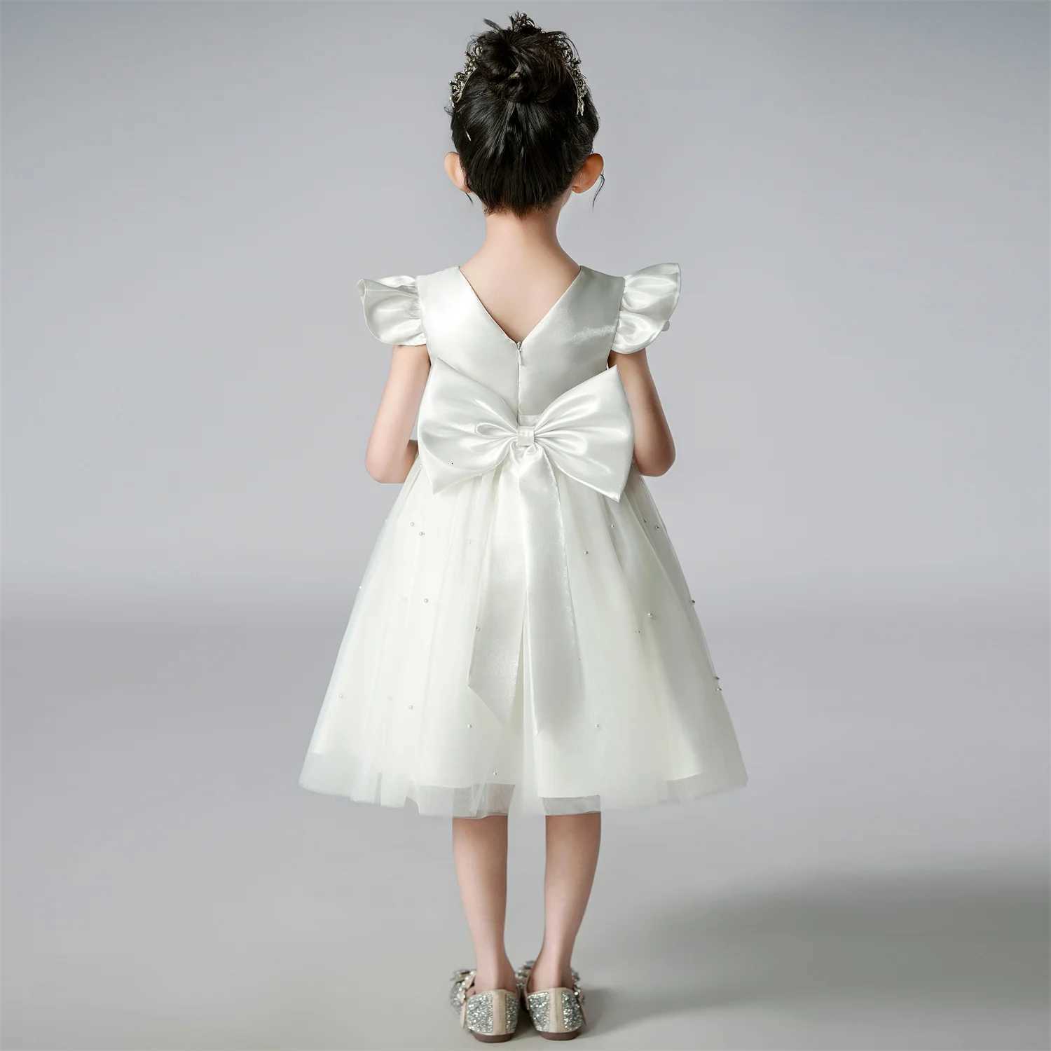 Factory Flower Girl Wedding Dress Tulle Short Sleeveless A Line Holiday Birthday Party Kid Girl Ball Gown Girls Formal Dresses Z250904