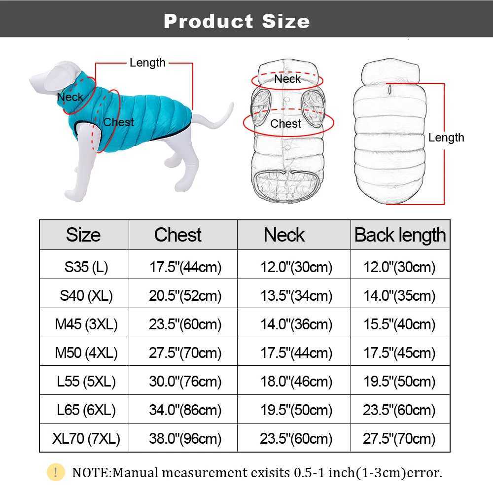 Warm Winter Dog Clothes Vest Reversible Dogs et Coat 3 Layer Thick Pet Clothing Waterproof Outfit for Small Large Dogs W250904