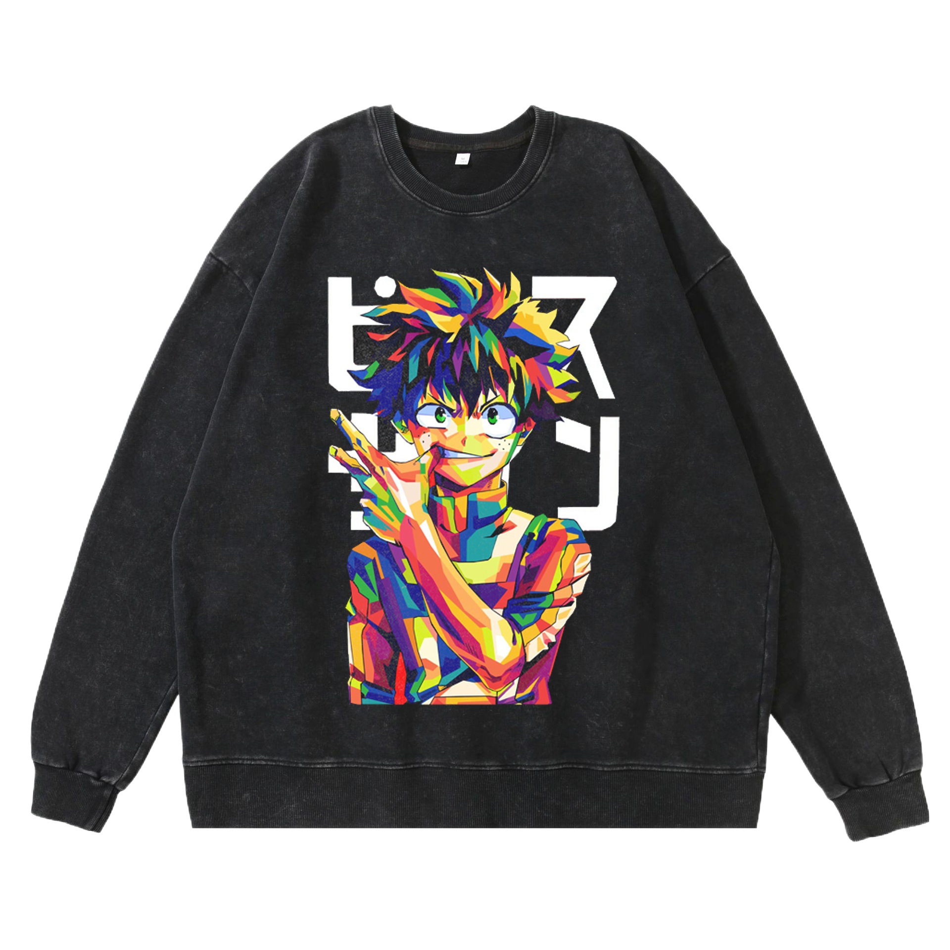 New Washed Vintage Dark-Tone My Hero Academia Anime Print Street Retro Hoodie Streetwear Hoodie - TT8080