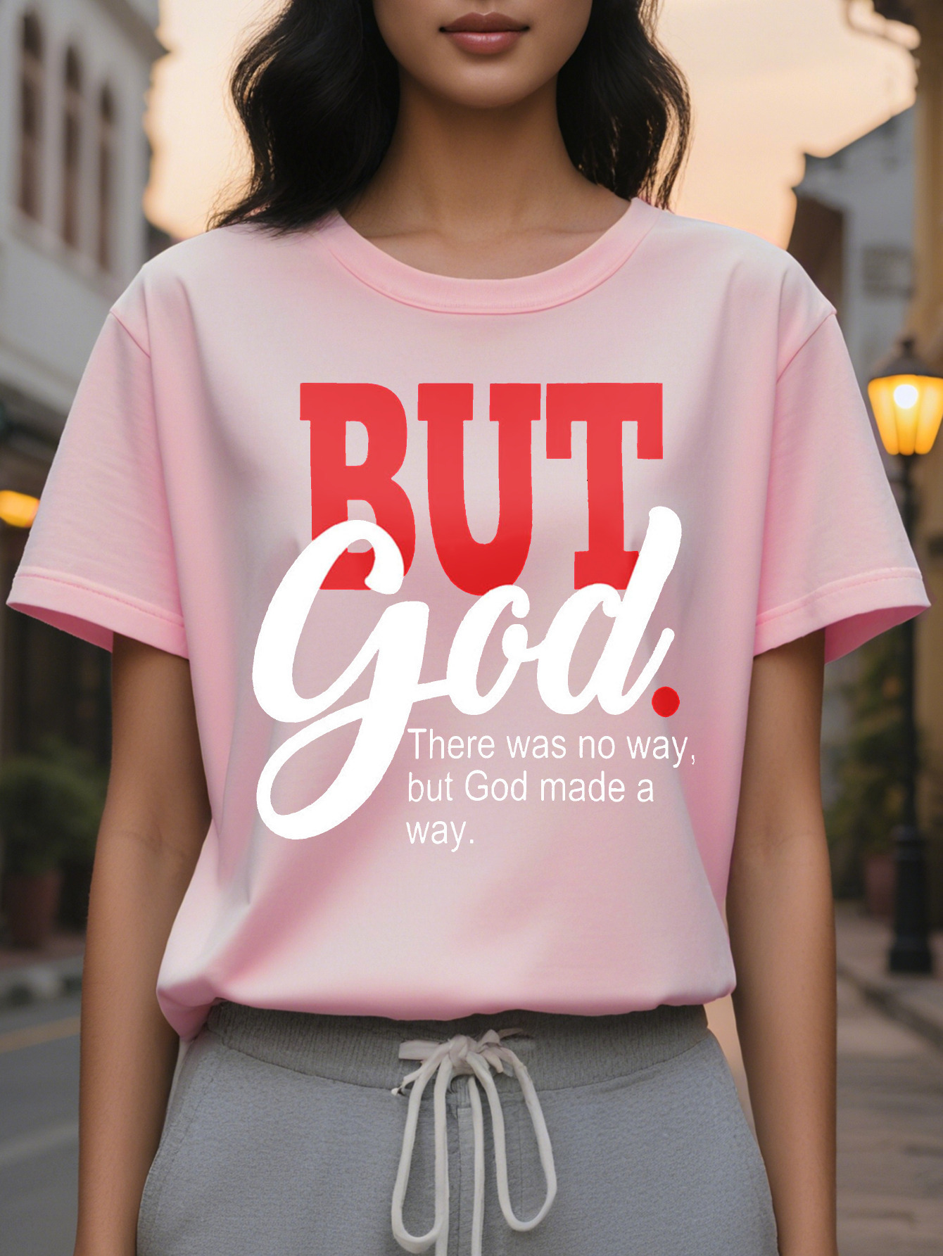 Large XL Alphabets Print Crew Neck Casual T-shirt Soft Mid Elasticity Cotton Fabric High Washable Regular Length Knit Plus Size