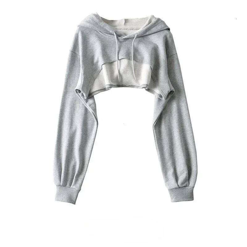 Hoodie Personality Irregular Crop Ultra Short Style Long Sleeve Top Female Drop Shipping Sweatshirt Y2k Clothes
