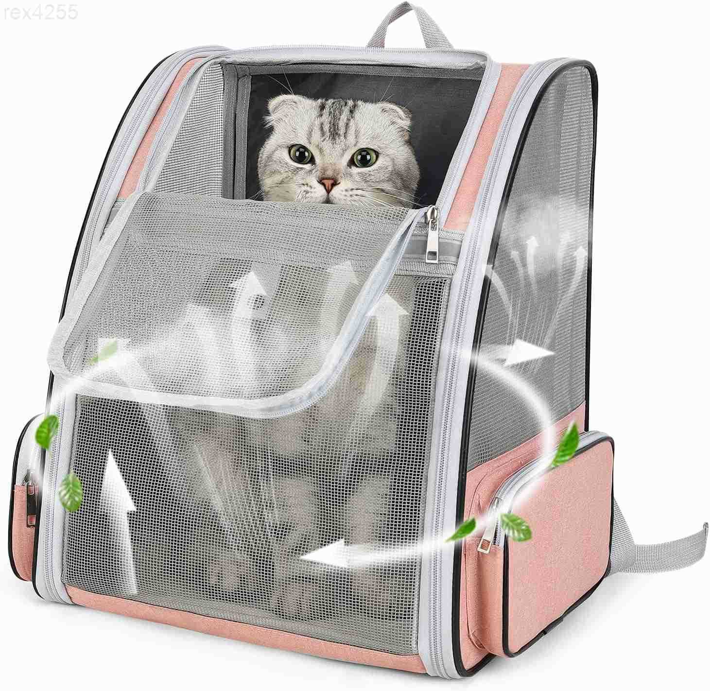 Cat Backpack Carrier Large Pet Backpack for Small Dog Medium Cat Puppy Kitten Bunny up to 15lbs Ventilated Mesh Dog Collapsible Travel Backpack for Hi