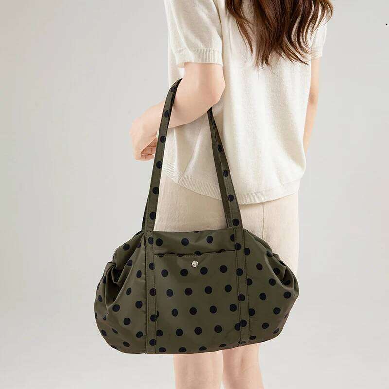 Korean Polka Dot Design Women Tote Bags 2025 New Large Capacity Commuter Shoulder Bag Female Travel Handbagsluxury bag tote bag
