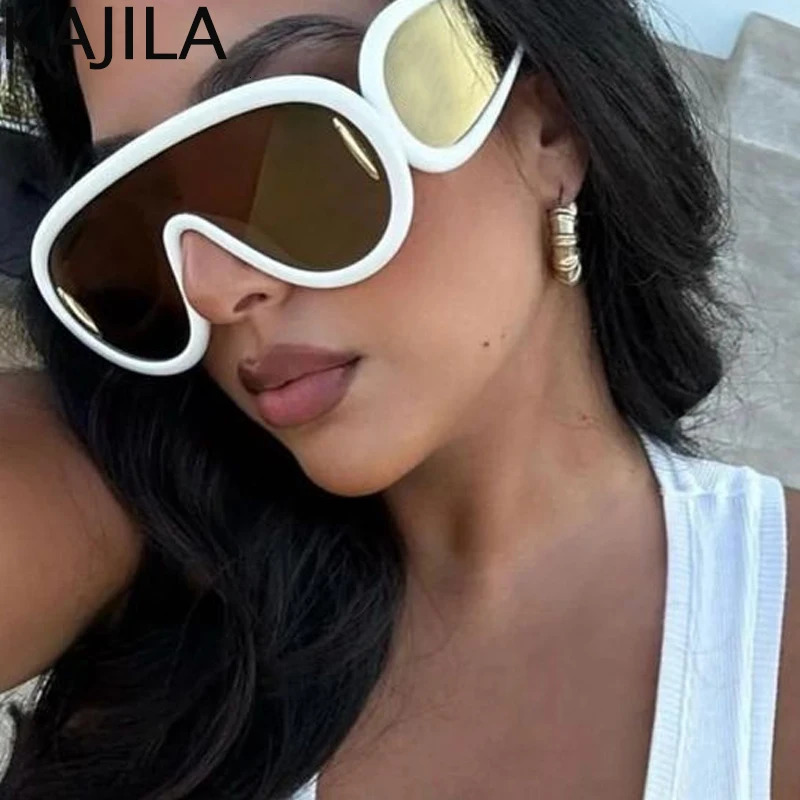 Oversized Wave Mask OnePiece Sunglasses Women Y2K Punk Sports Sun Glasses for Lady Steampunk Eyewear Goggle 250903