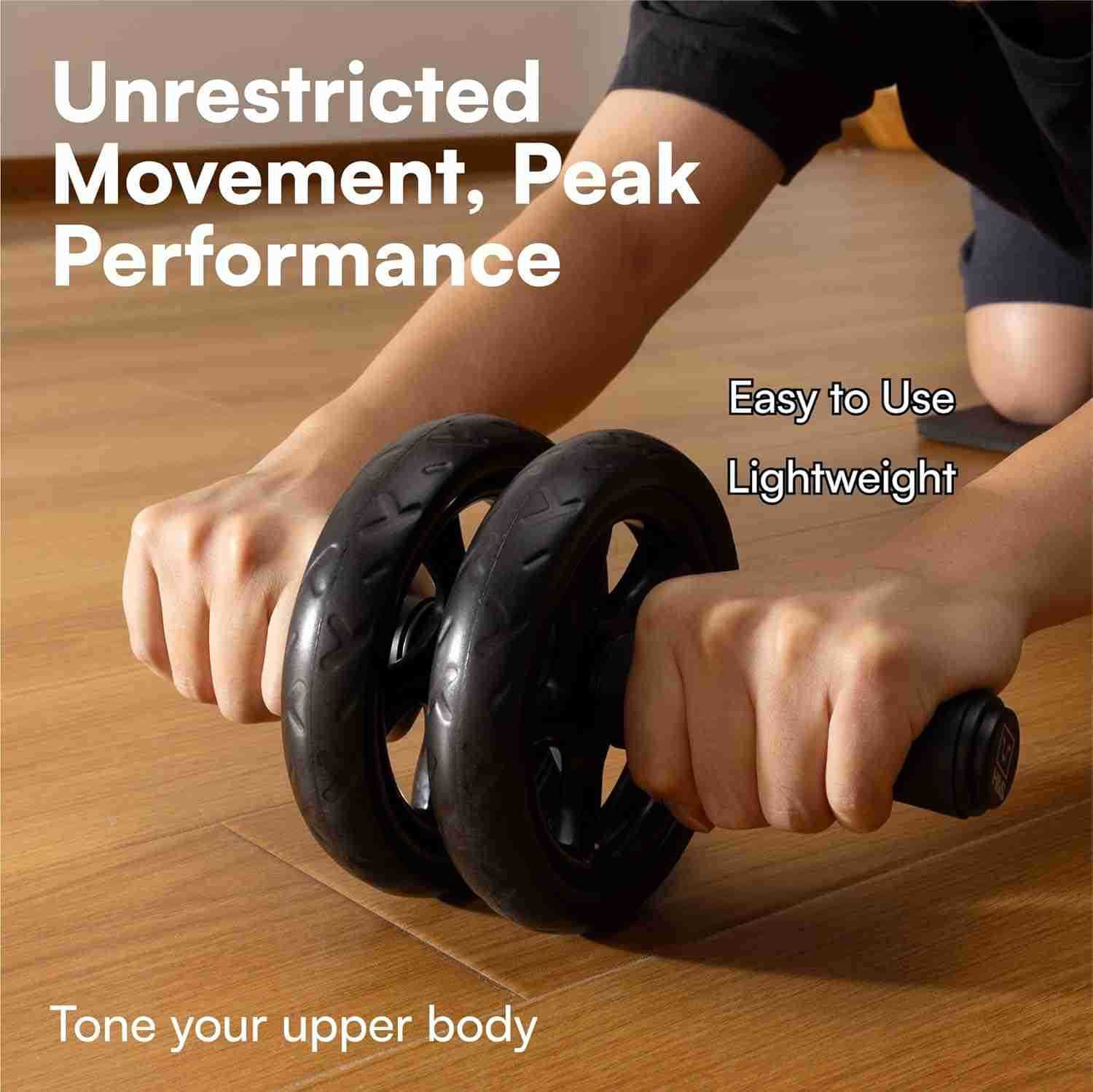 Ab Roller Wheel For Abs Workout Abdominal Core Exercise Equipment With Extra Thick Knee Pad Mat wDual Glide Wheels Abs Roller Wheel Home Workout Abs E