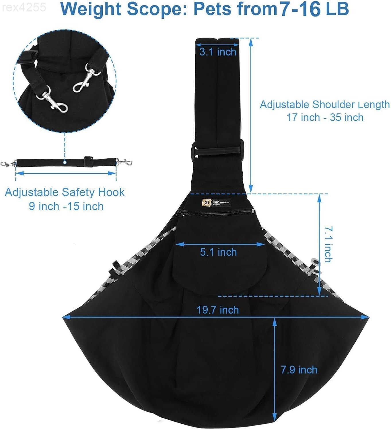 Dog Sling Carrier Reversible Adjustable with Pocket Puppy Sling Suitable for Dogs up to 15LB Great for Travel and Daily OutingsW250904