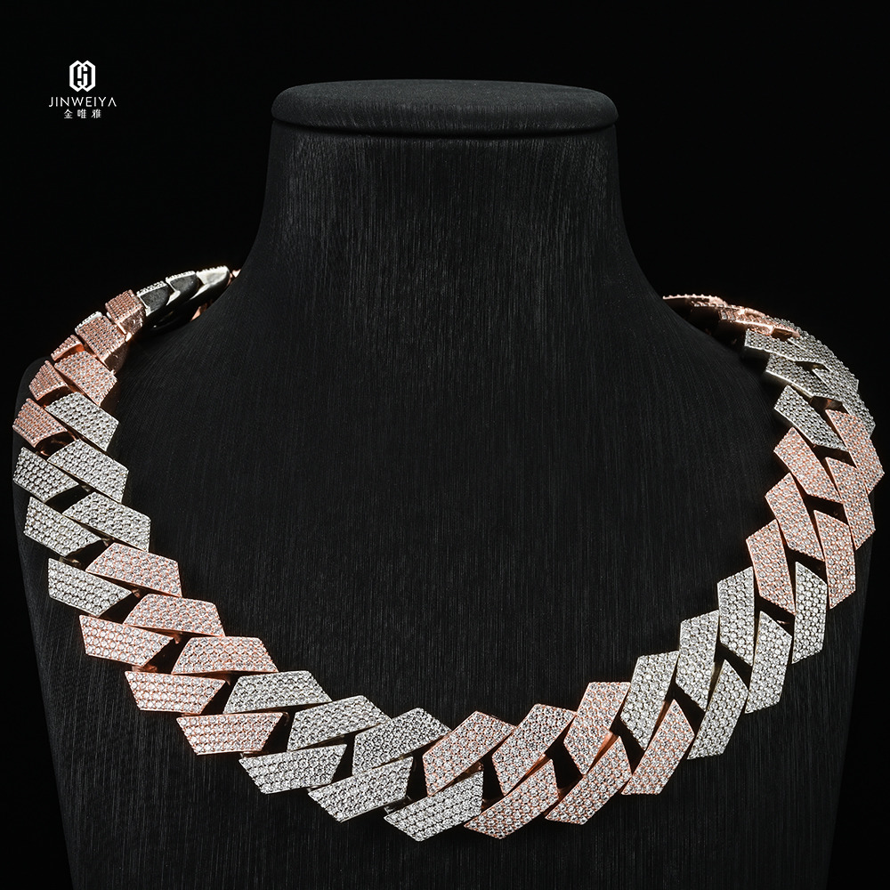 15mm 18mm 34 Rows S925 Silver GRA Moissanite Necklace Men Hiphop Cuban Link Chain for Fine Jewelry