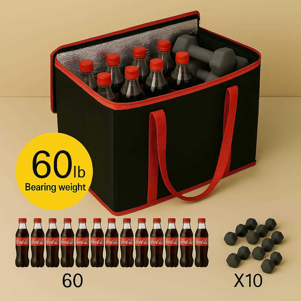 2Pack XLLarge Insulated Grocery Shopping Bags Black Reusable BagThermal ZipperCollapsibleToteCoolerFood Transport hot and ColdCamping delivery GrocW25