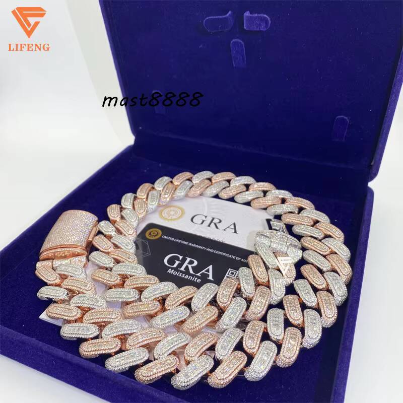 Custom 26mm 925 Sterling Silver Rose Gold Vvs Cuban Link Chain for Men Iced Out Hip Hop Diamond Moissanite Fine Necklaces