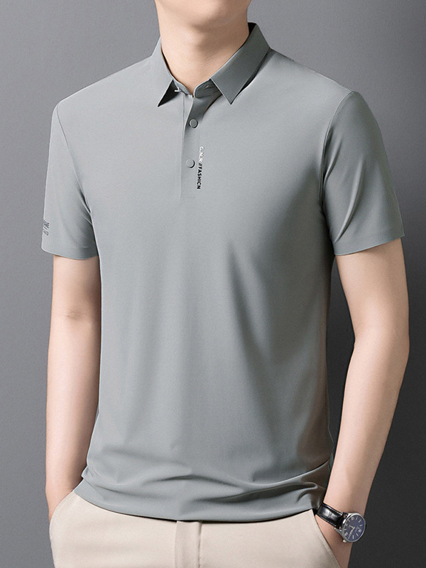 Men's Business Casual Short Sleeved Shirt Solid Color Polo Shirt Fashionable Breathable Comfortable Versatile Top R250904