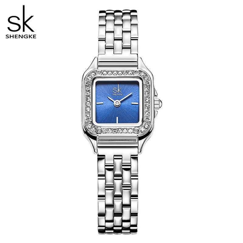 SHENGKE Elegant Silver Stainless Steel Wen Watches Fashion Small Dial Square Wans Quartz Wristwatches Ladies New Gift Clock X250904