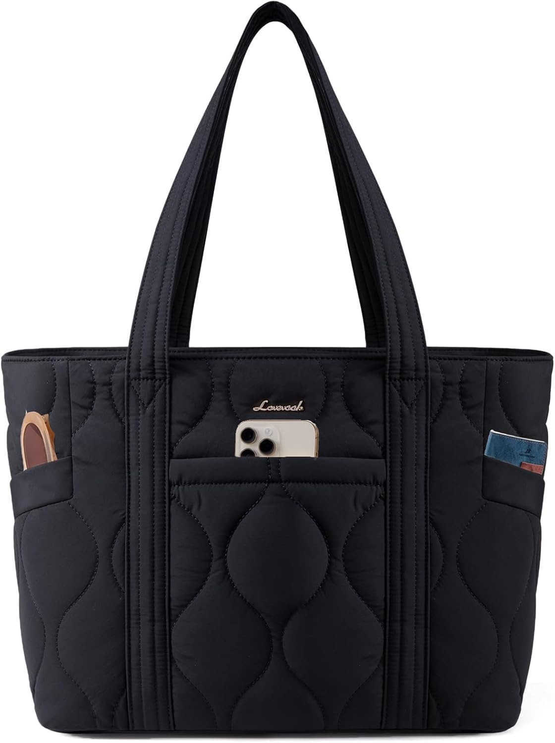 Tote Bag for Women Puffer Quilted Work Travel Shoulder Bag with Zipper for Daily Nurse TeacherW250904