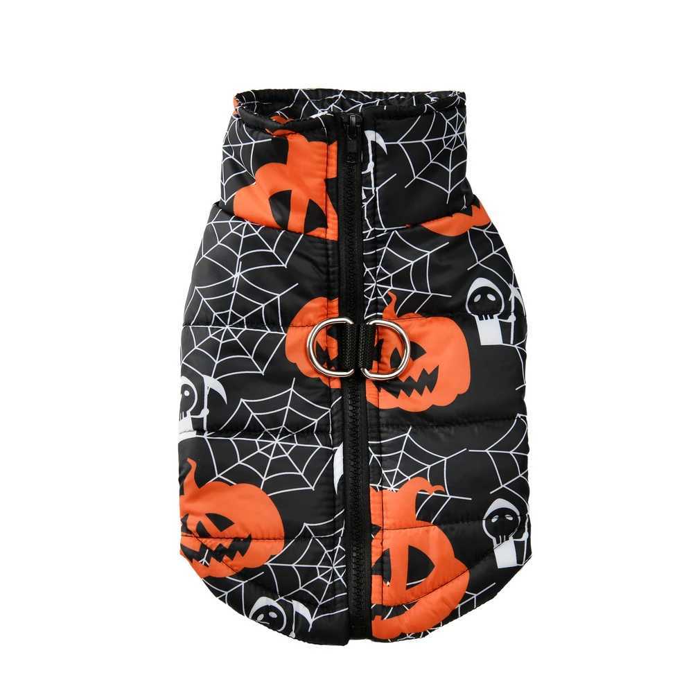 Winter Dog Clothes Small Medium Dogs Halloween Pet et Party Puppy Costume Warm Pumpkin Print Pet Coat Schnauzer Vest Coat W250904