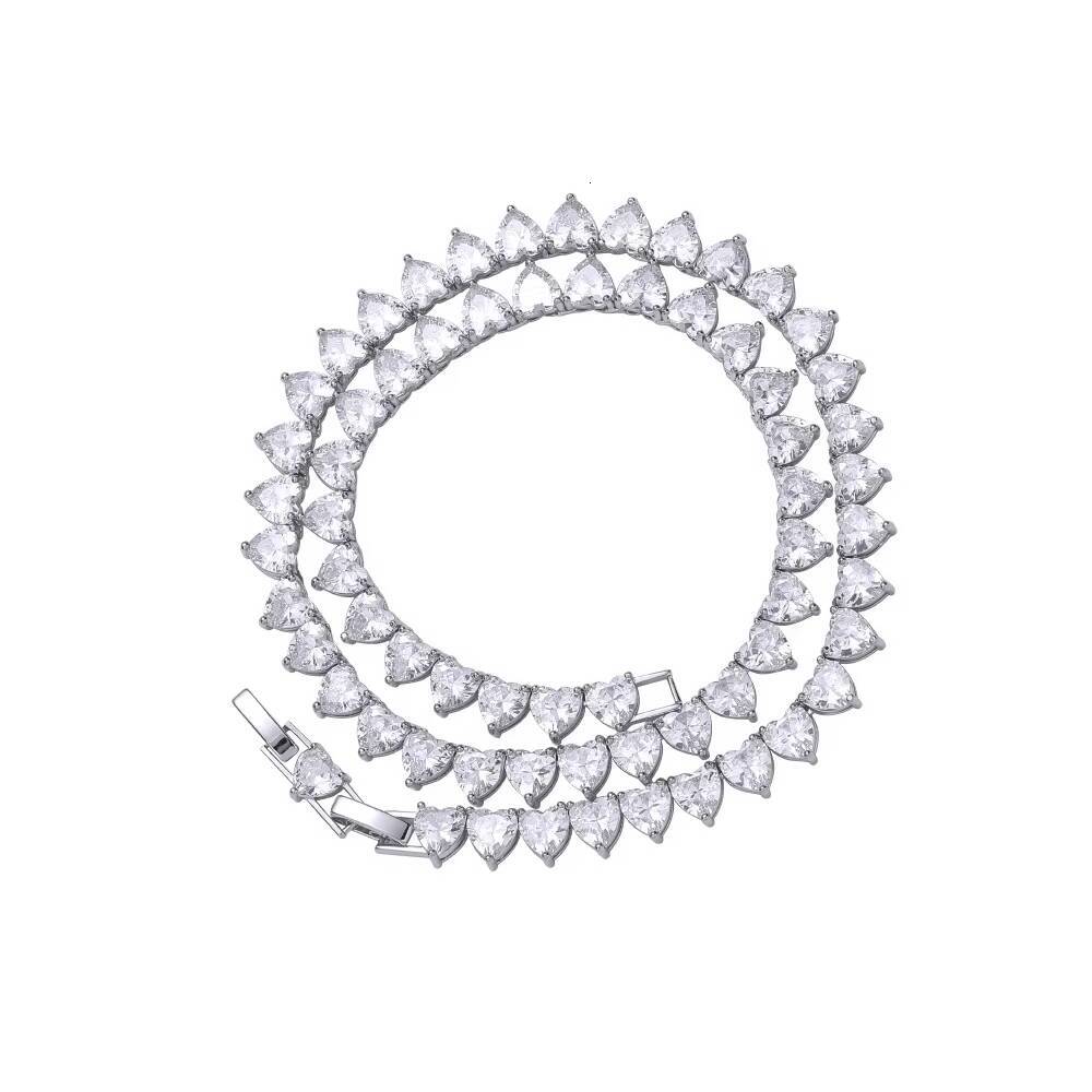 Hot Sale 66mm Pink Girl Cz Heart Shape Necklace Zircon Ice Crystal Necklace Cheap Necklace Chains