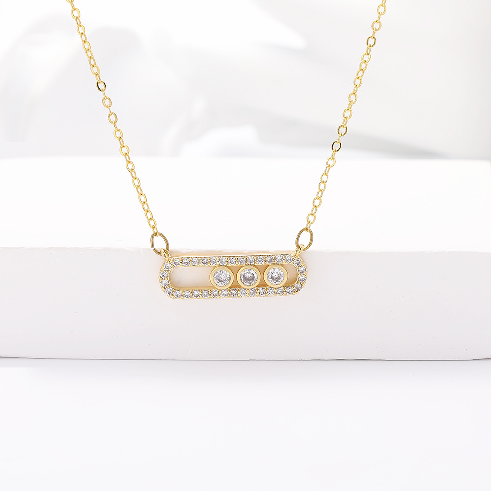 Designer Necklace Pvd Gold Plated Stainless Steel Classic Moving Zircon Stone Charm Necklace for Women Party Wedding drop ship wholesales