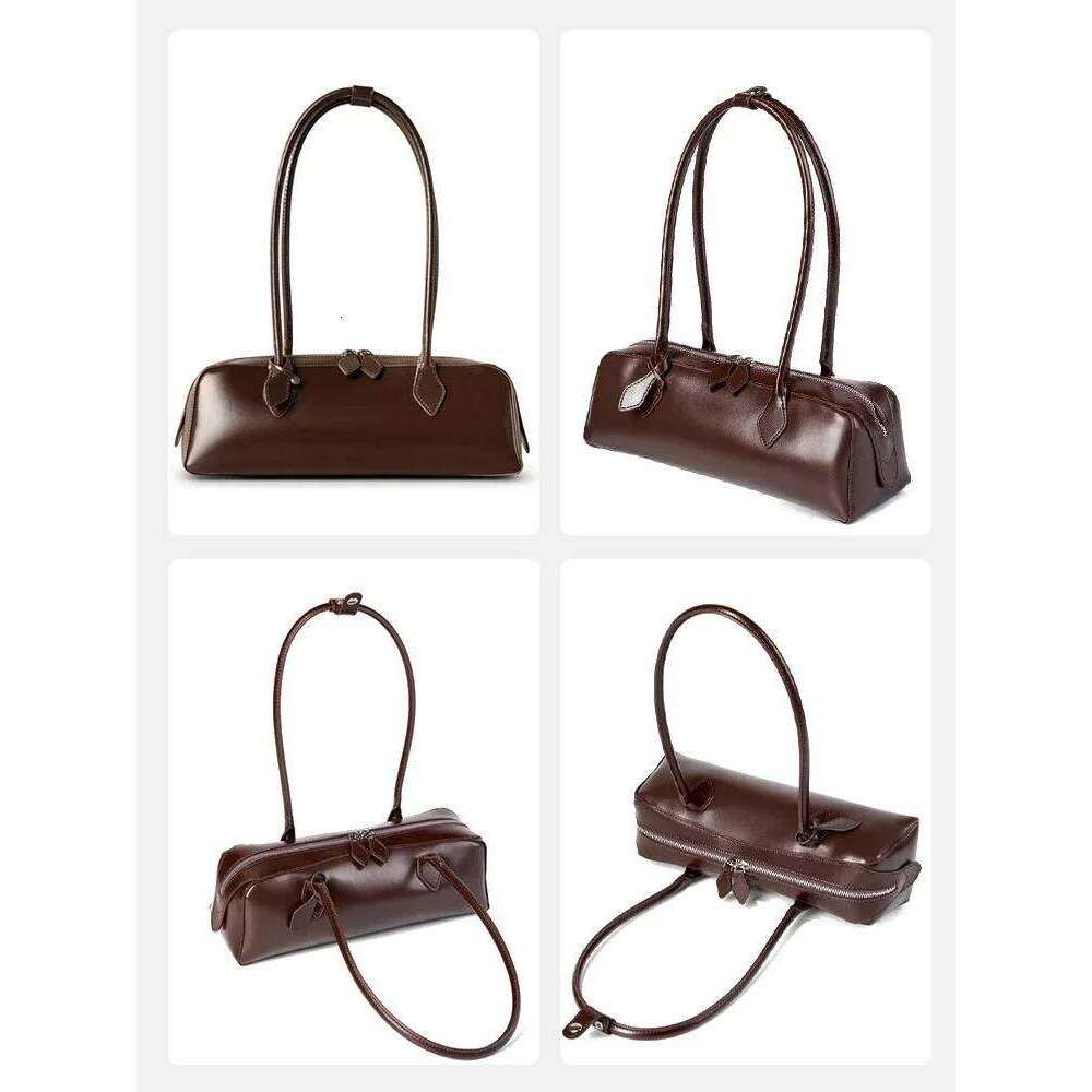 Zency Designer Underarm Handbag Cowhide Leather Shoulder Bag Ladies Satchel French Style