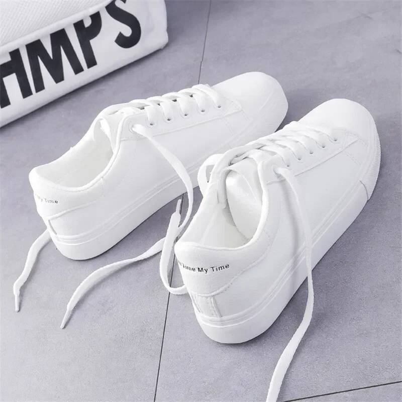 Women Sneakers Fashion Breathble Vulcanized Pu Leather Platform White Lace Up Casual Shoes Zapatos Mujer ddmysaturn