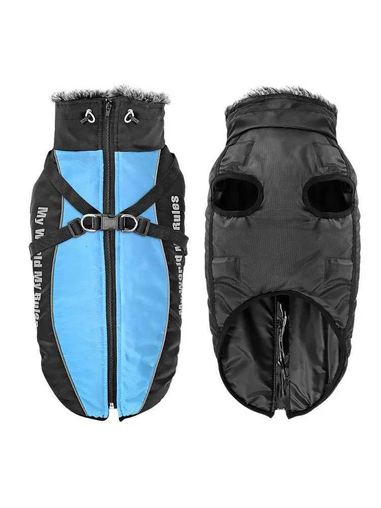 Dog Lightweight Windbreaker Pet Outdoor Reflective Sports et Adjustable Strap Waterproof Outfits with Warm Fur Collar W250904