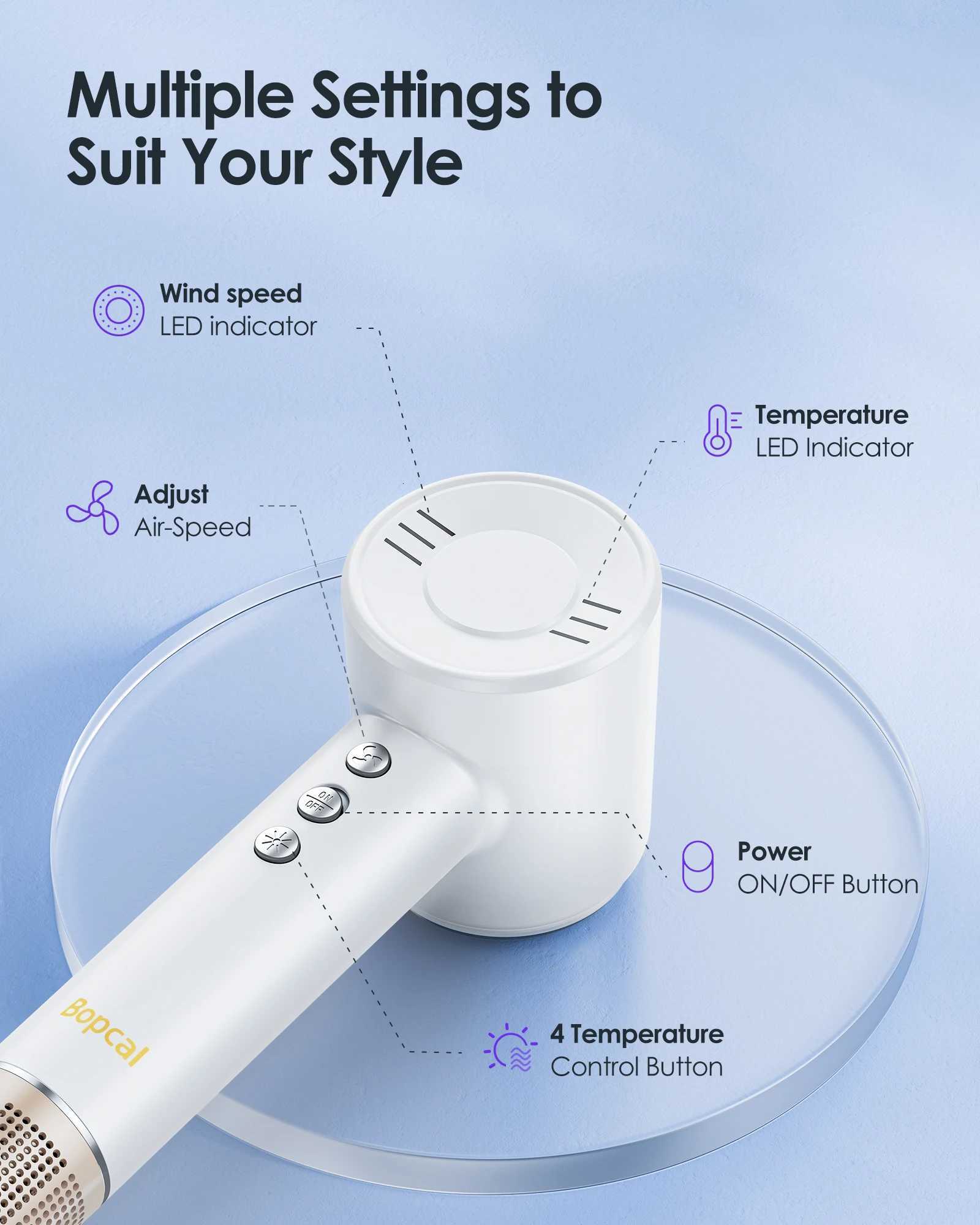 High Speed Hair Dryer 120000RPM 40ms Fast Drying Blow Dryer Low Noise ThermoControl Negative Iconic Hairdryer For HomeTravelW250904