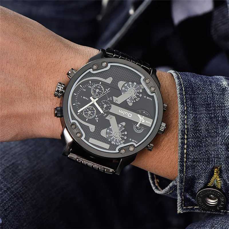 Huge Two Time Zone Mens Watches Top Luxury Brand M Quartz Big Size Watch Individuality Large Men Military Wristwatch X250904