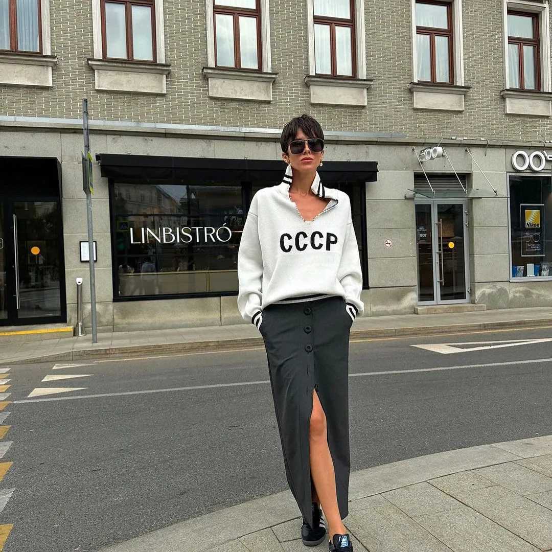 White Blue Red Cccp Pullover Knitted Sweater 006 M250904