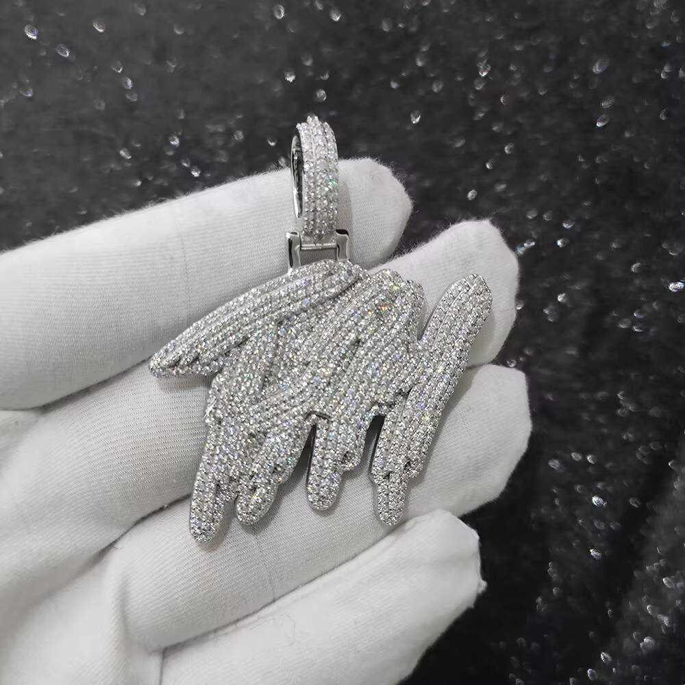 NUOYA 925 Silver Custom Letter Pendant Micro Pave VVS Moissanite Stones Iced Out Hip Hop Jewelry for Men Women