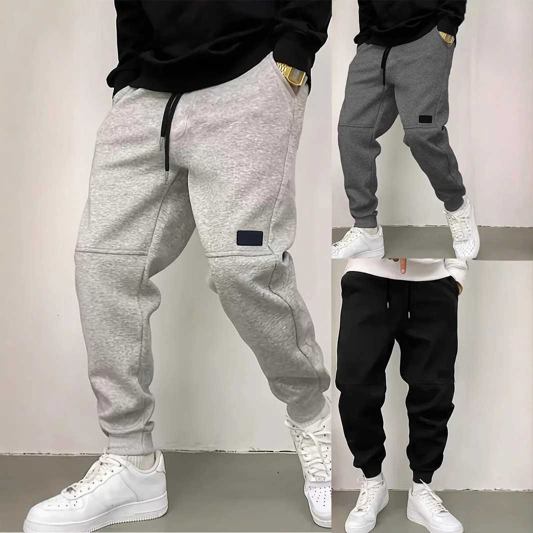 Mens New Solid Color Sweatpants High Street Retro Casual Drawstring Long PantsXJ250904