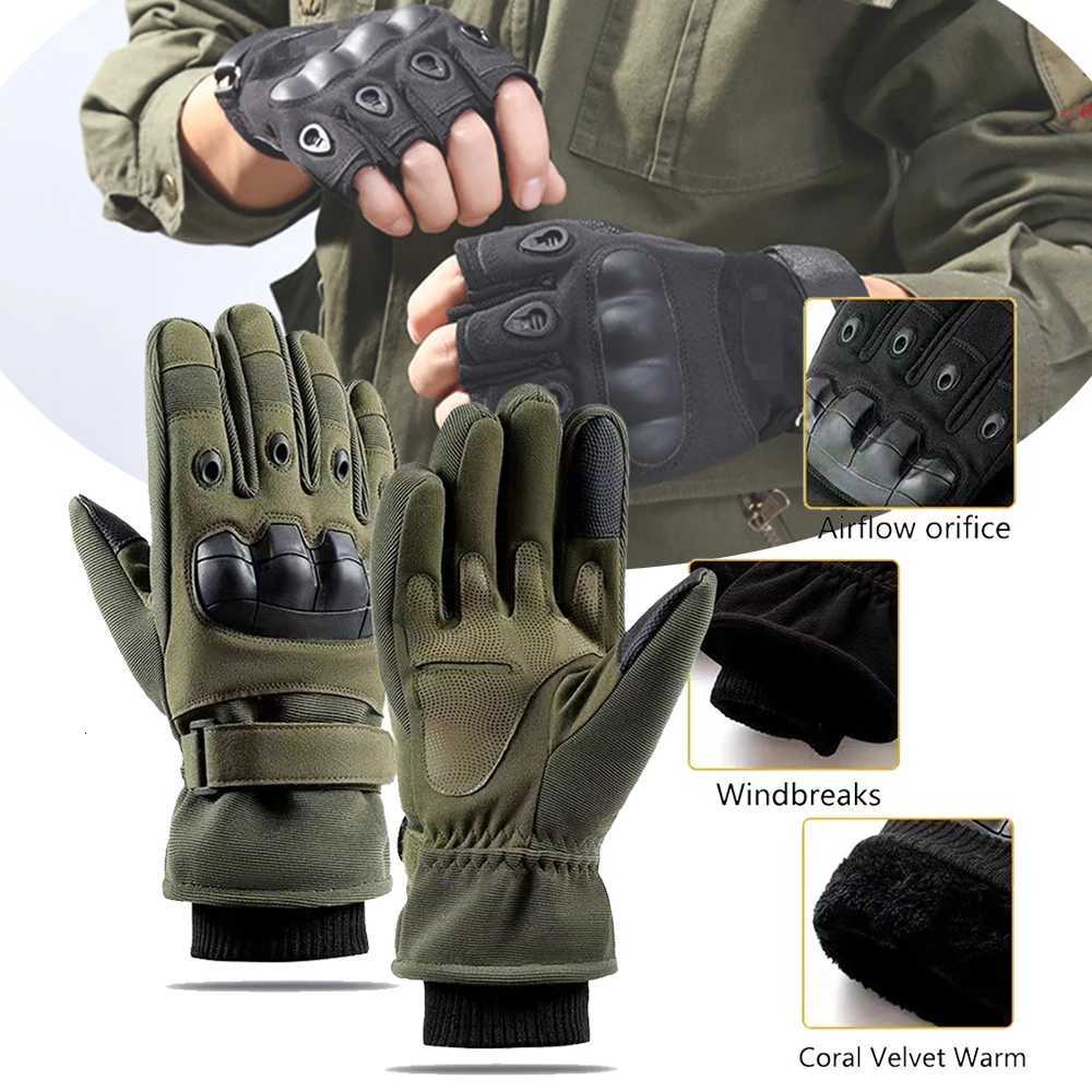 Winter Outdoor Tactical Gloves Thickened Warm Motorcyc Riding Cycling Gloves Mens Touch Screen Padded Cold Cotton WindproofXJ250904