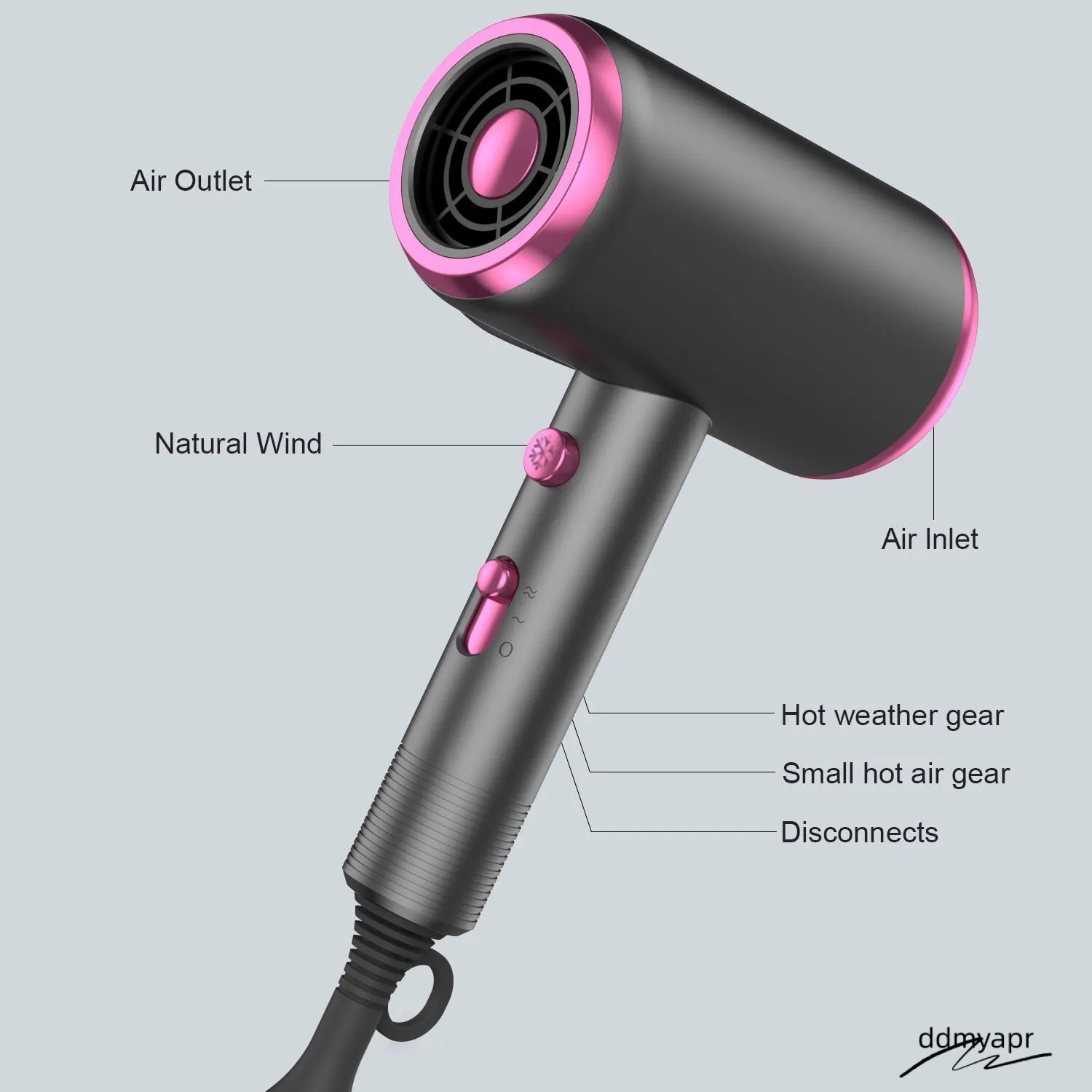 With Blow Dryer Comb Brush 1800W Ionic Ddmyday Diffuser Constant Temperature Hair Care Without Dama 241106 Ddmyday Ddmyday Ddmyday Ddmyday