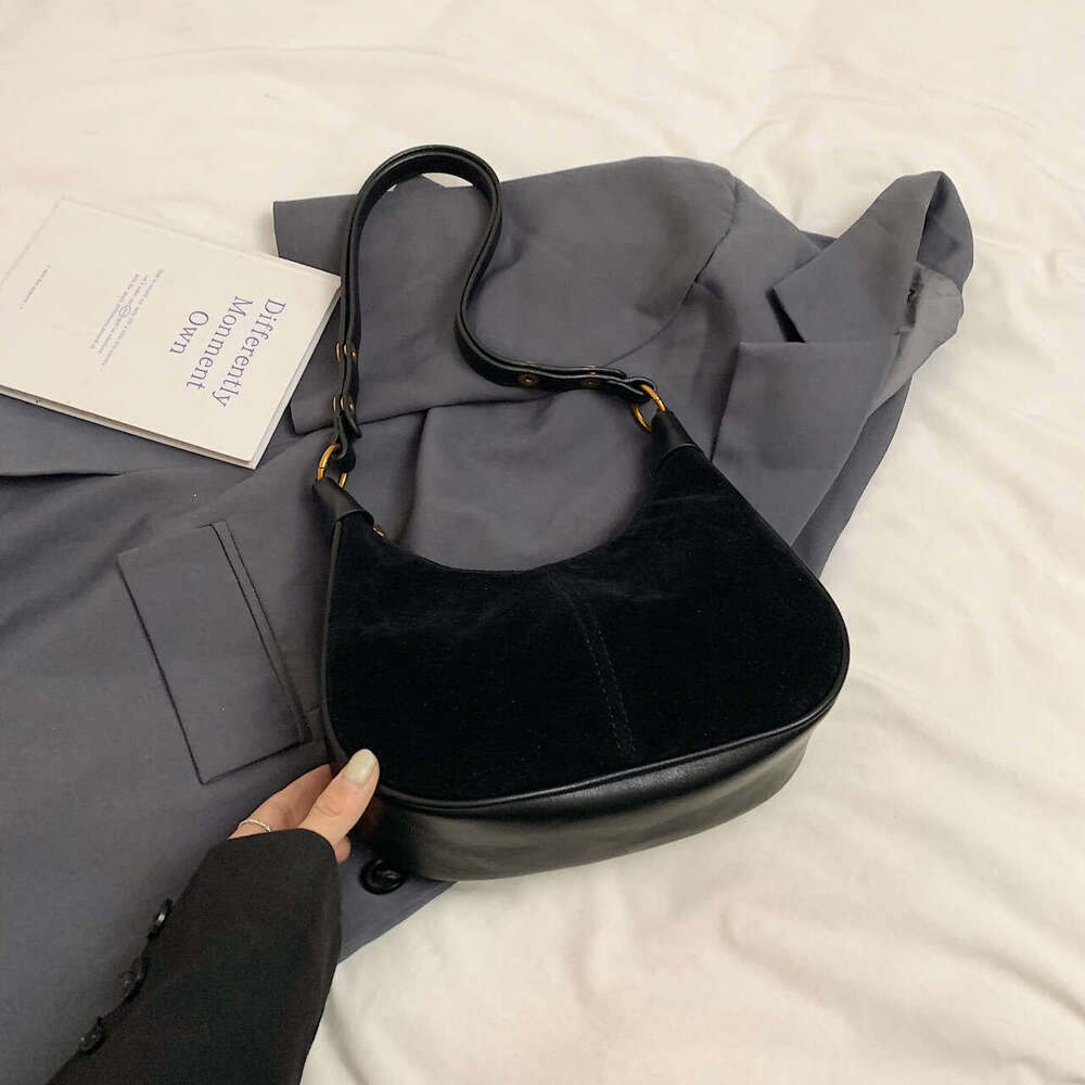 Frosted Design Women's Autumn Winter 2024 Trendy Patchwork Single Shoulder Underarm High-end Stylish Dumpling Bag