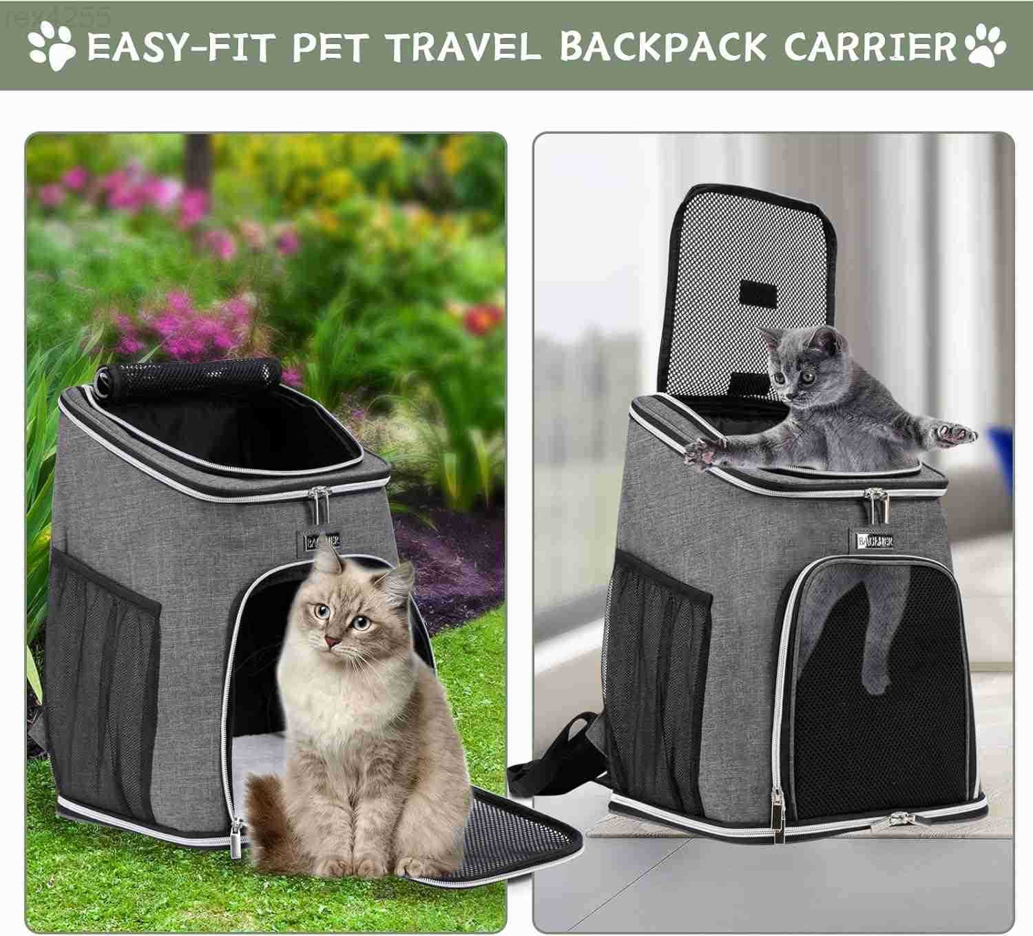Cat Backpack Carrier Mesh Pet Cat Carrier for Medium Small Dog Cat Puppy Kitten Bunny up to 18lbs Dog Travel Backpack for Picnic Hiking Walking Cyclin