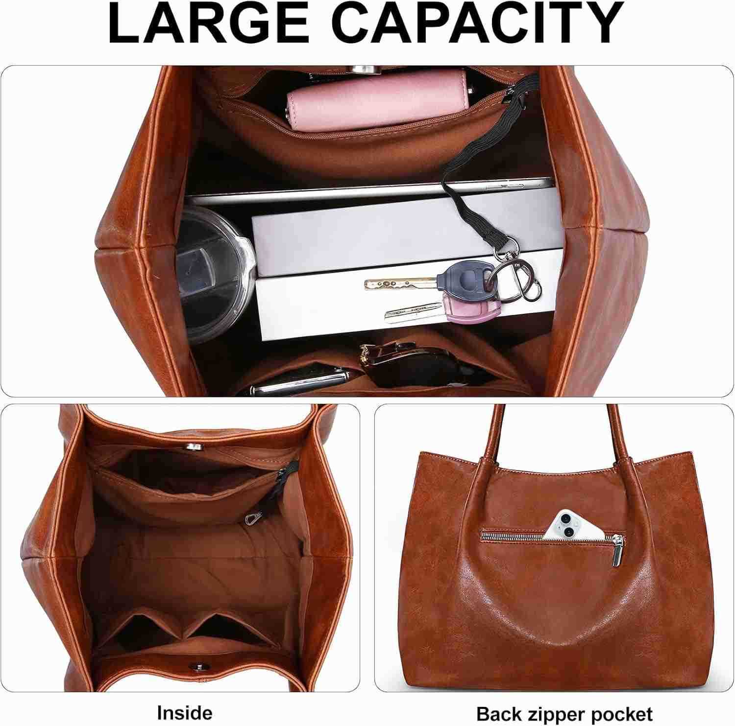 Large Tote Bag for Women Work Vegan Leather 16L Ladies Handbags Womens Big Purses Shoulder for TravelW250904