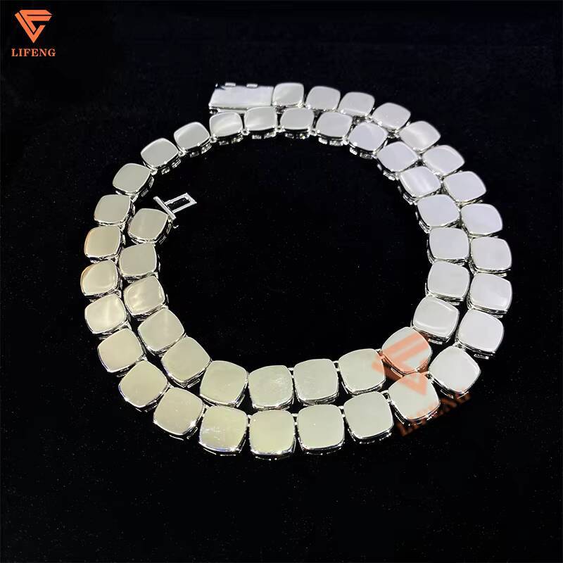 Hot Sale Clustered Tennis Chains 10mm Iced Out Vvs Diamond 925 Sterling Silver Moissanite Stones Tennis Link Bracelet Necklace