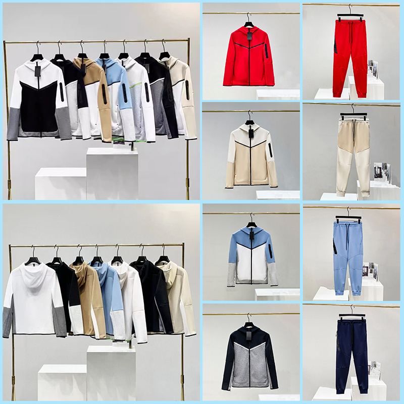 Tech Fleece Mens Womens Hoodies Pants Tracksuits Jackets Tracksuit Tech fleece Full Zip Hooded Sweatshirt Loose Pants Man Black White Grey Techfleece Sports Suit