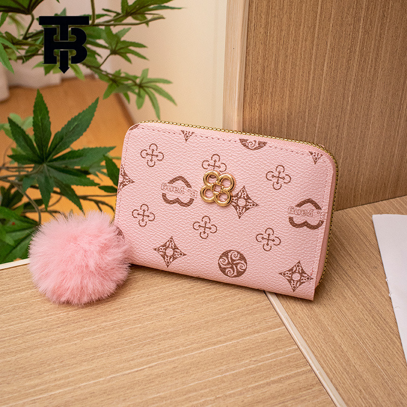 TB BHULAMTE 2025 New Circle Heart Star Clover Print Clover Pom-Pom Decoration Multi-Card Designer s bag Slot Short Coin Purse