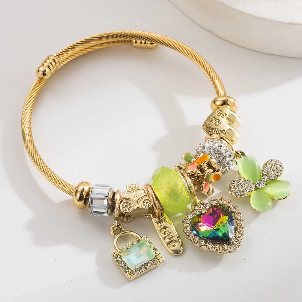 Cross border Hot Selling Panjia Stainless Steel Bracelet Fashionable And Sweet Lock Shed We Pendant Highend Y250904