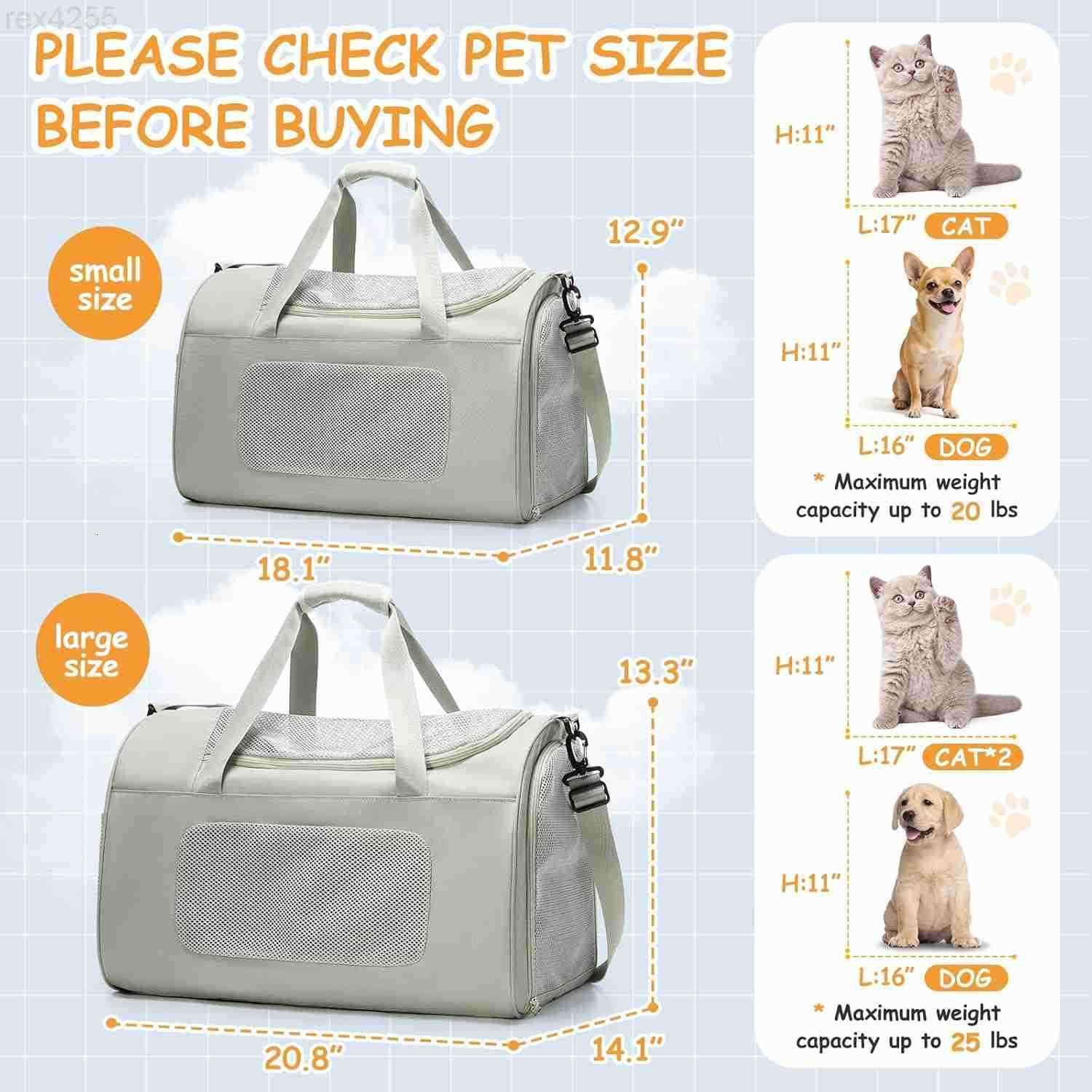Large Cat Carrier SoftDog Carrier Airline Approved with Soft SidedDog Carriers for Small DogsMesh Pet Carrier Holds up to 20lbsGreenW250904