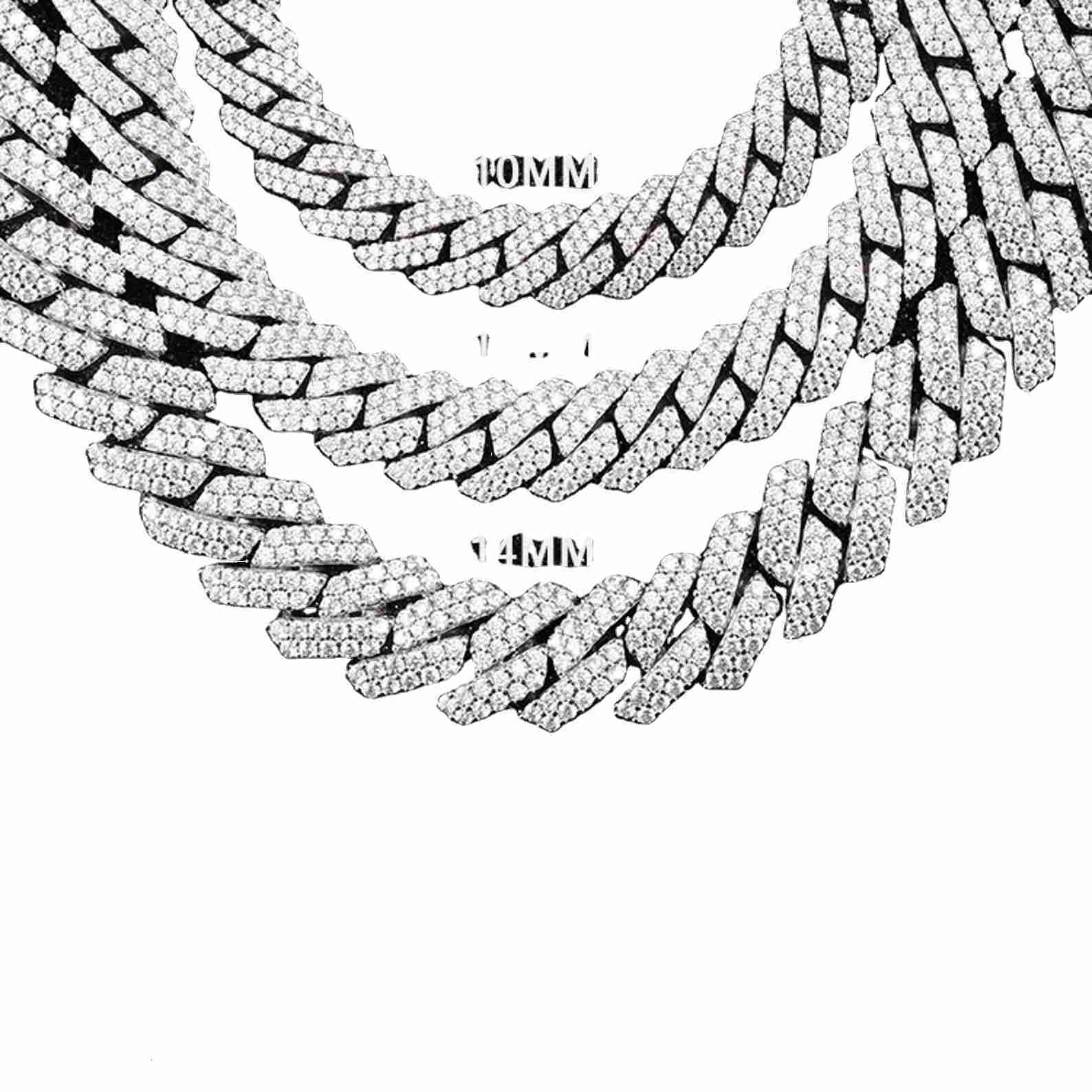 Manufacture Personalized Hip Hop Moissanite Chain 10Mm S925 Silver Cuban Chain for Rapper