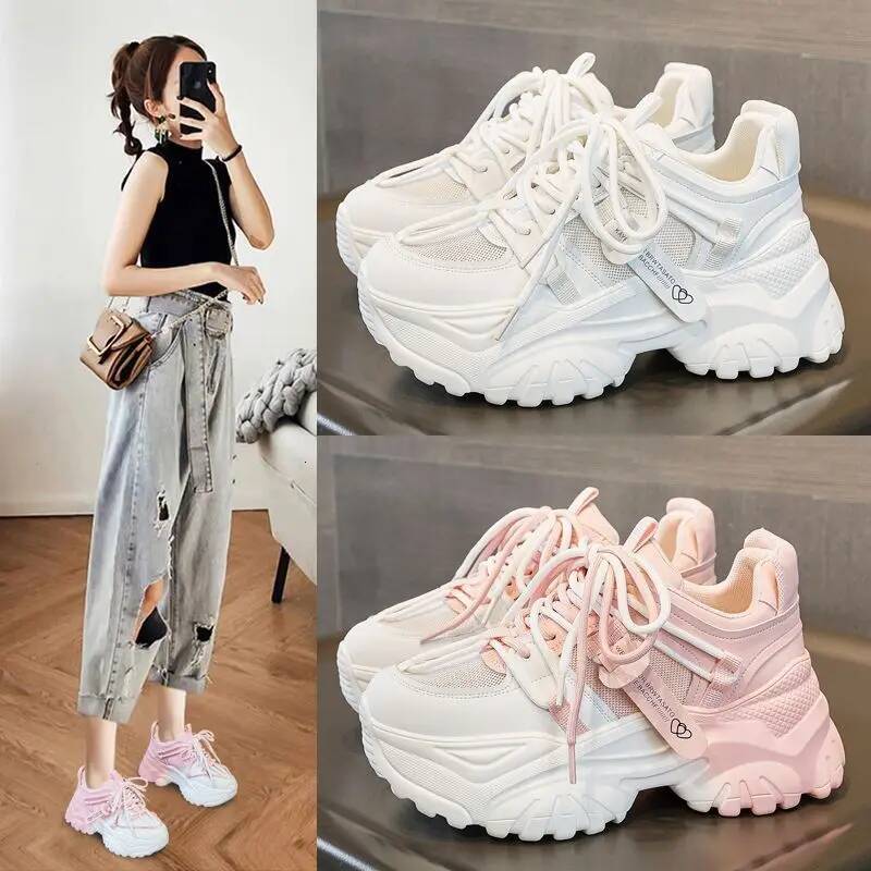 Women's Casual Shoes Spring Sneakers Platform Woman-shoes Tennis Female Fashion Thick Sole 2024 Roses Trainers Increased I ddmysaturn